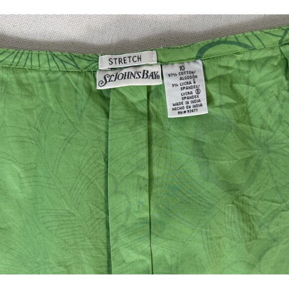 St. John’s Bay Vintage Y2K Green Floral Hawaiian Wrap Skirt Stretch Women’s 10 - Picture 7 of 9